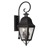 Amwell-04 - 2 Light Medium Colonial Outdoor Lighting Wall Lamp Fixture - Black - B2033