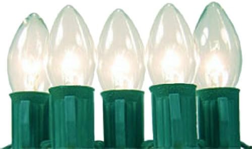 C9 Clear Outdoor Christmas Lights Sets With Green Wire [C9TBK -Clear]