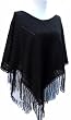 Handwoven Poncho in Classic Black (100% Crocheted Border, One Size Fits Most Women)