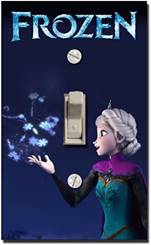 HDArt Single Toggle Kids Bedroom Switch Plate Cover - Queen Elsa Creating Snow Flakes - Disney's Frozen