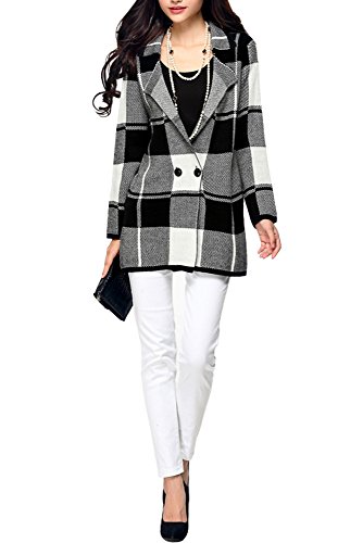 (Goldjapan)ゴールドジャパン 大きいサイズ レディース チェック柄 ニット ロング テーラードジャケット テーラード ジャケット ブルゾン ブレザー コート エレガント 可愛い ゆったり 体型カバー フォーマル カジュアル エレガント きれいめ XL(2L) 2XL(3L) i6006