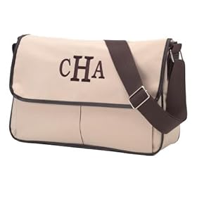  Khaki with Brown Trim Microfiber Messenger Bag