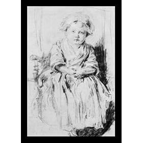Antoine Watteau (Seated on a chair child) Gold Wood-Mounted Art Poster Print - 13
