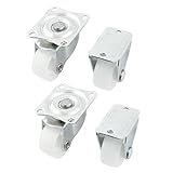uxcell キャスター　キャスターホイール　固定タイプ　ハンドトロリー用　ラバー　ホワイトシングル25mmの直径　4個入り