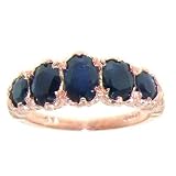 14K Rose Gold Ladies 5 Stone Sapphire English Victorian Style Ring - Finger Sizes 5 to 12 Available