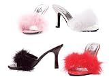3.5 Inch Heel Maribou Slippers (Pink;9)