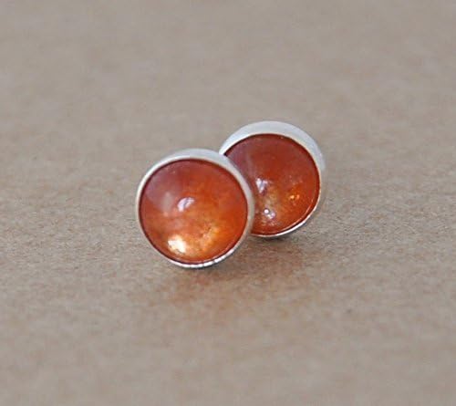 Sunstone earrings with sterling silver studs