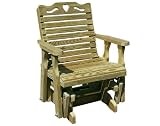 2' Treated Pine Crossback w/Heart Patio Glider Rocker Chair