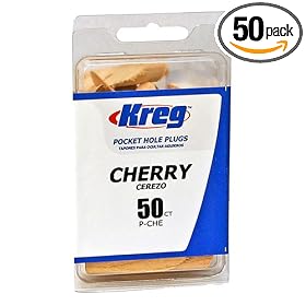 Kreg P-CHE Solid Wood Pocket Hole Plugs, Cherry, 50-Pack