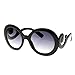 HuaYang Vintage Style Women's Sunglasses UV400 Big Frame Goggles Shades(Black)