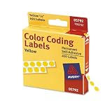 Permanent Round Labels, 1/4 Diameter, 450/PK, Yellow