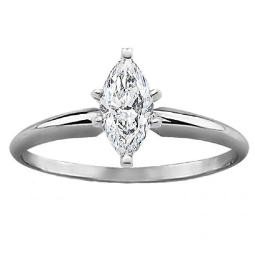 GIA Certified Solitaire Diamond Engagement Ring in White Gold with a 1.05 Carat F Color VS1 Clarity Marquise Cut Diamond