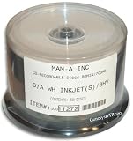 MAM-A (Mitsui) DIGITAL-AUDIO *WHITE INKJET PRINTABLE* 80-Minute CD-R's 50-Pak in Cakebox