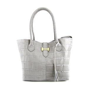 POPCORN Italian Made Designer Handbag/Purse/Shopper Bag/Tote in Magenta, Blue, Yellow, Green, Turquoise or Gray Crocodile Embossed Leather