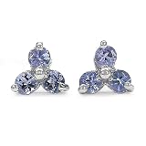 0.50 Carat Genuine Tanzanite 3-Stone Sterling Silver Earrings