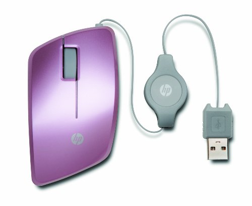 HP Retractable Mobile Mouse in Retail Packaging - Pink