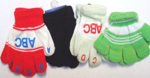 Set of Four Multicolor and One Pair Black Color Magic Gloves for Infants and Toddlers Ages 1-3 Years