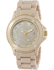 Isaac Mizrahi Womens IMN38N Nude Ceramic Gold Tone Ceramic Bracelet Dress Watch
