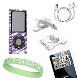 6-1 Bundle For ipod 4th generation includes Brand New: Purple Zebra Shield Protector Case + Home/travle Charger + Car Charger + USB Data Sync Cable + Screen Protector + Live*Laugh*Love Wrist Band!!!