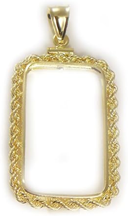 14k Gold 10 Gram Credit Suisse Coin Bezel Frame Mount Rope