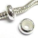 (Free S/H) 1 pc of Sterling Silver Focal Round Stopper with Rubber Bead for Pandora Troll Biagi Chamilia European Charm Bracelets