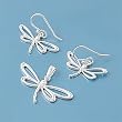 Sterling Silver Pendant and Earrings Set - Dragonfly