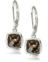 ELLE Jewelry Sterling Silver Smoky Quartz Lever Back Drop Earrings