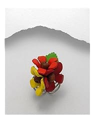 Mixed Colors Flower Leather Ring In White Base