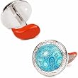 Robert Graham Turquoise Leather Paisley Dome Cufflinks