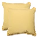 Pillow Perfect Throw Pillow with Yellow Sunbrella Fabric, 18.5-Inch, Set of 2