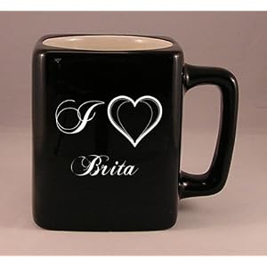 Laser Engraved Coffee Mug with I Love Brita by SHOPZEUS