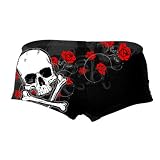 Hot Leathers Black Medium Red Foil Roses Ladies Boy Shorts