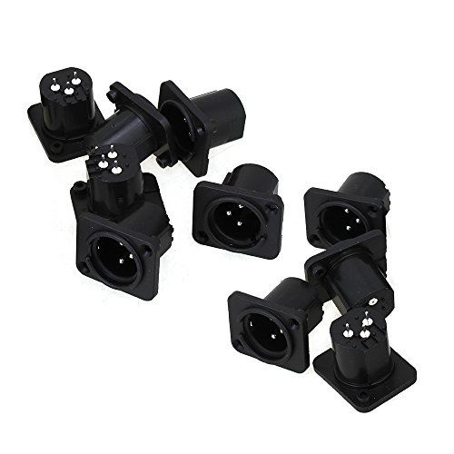 Black XLR 3pin Male Jack Panel Mount Chassis PCB Socket Connector Pack of 10