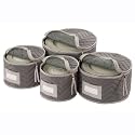 China Dinnerware Storage - Deluxe Quilted Microfiber (Light Gray) (12"H x 12.25"W x 6"D)