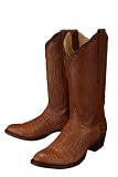 Resistol Ranch 'M3168' Crocodile Belly Cowboy Boots Mens - Tan