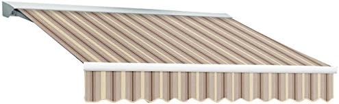Awntech 8-Feet Destin LX with Hood Manual Retractable Acrylic Awning, 84-Inch Projection, Gray/Cream Multi