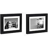 Two Tabletop Frames Made to Display Pictures Sized 4x6 inches with Mat and 5x7 inches without Mat - Glass Front, Easel Back, Ready to Display on Desktop and Table Top