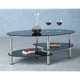 Cara Contemporary Glass Coffee Table - Black / Chrome