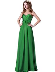 A-line Strapless Floor Length Empire   Waistline Ruched Beaded Lace-Up Chiffon Sweetheart Evening Dress/Homecoming Dress/Party Dress/Wedding Dress 