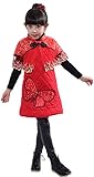 Blingland Children Girls Floral Winter Qipao Cheongsam Dress for Child 4-One Butterfly Red