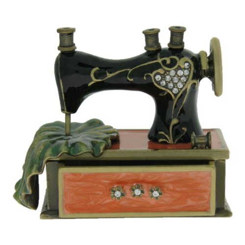 Featherweight sewing machine trinket box w/ swarovski crystals bl…