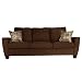 Handy Living DVN1-S4-AAA89 Devon Microfiber Sofa, Dark Brown With 2 Decorative Mocha Print Throw Pillows