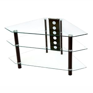 Walker Edison Bermuda 44-Inch Corner TV Stand, Clear Black by Walker Edison
