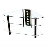 Walker Edison Bermuda 44-Inch Corner TV Stand, Clear/Black