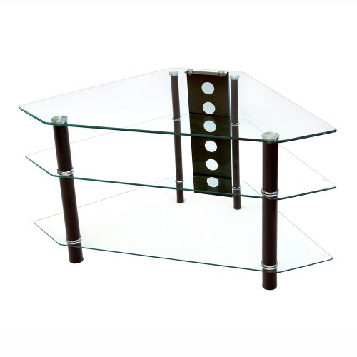 Walker Edison Bermuda 44-Inch Corner TV Stand, Clear/Black