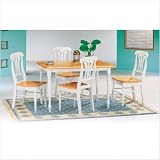 Morrison 5 Piece Rectangular Dining Table with Solid Wood Side Chair in Natural / White