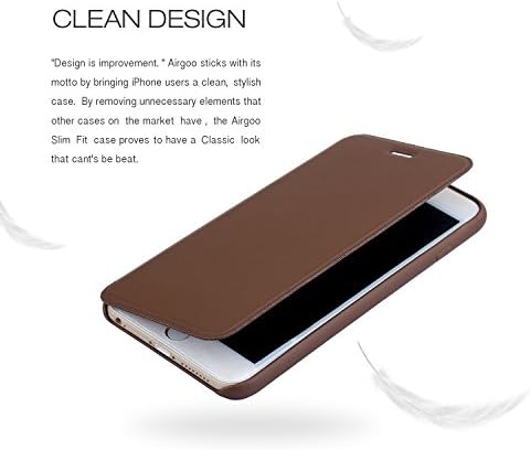 iPhone 6 Cases (4.7), Airpoo Slim-Fit Clean Designed Premium Leather Phone Case with Protective Shock Absorbent and Magnet Function Flip Cover for Apple iPhone 6 (Coffee iPhone 6 4.7)
