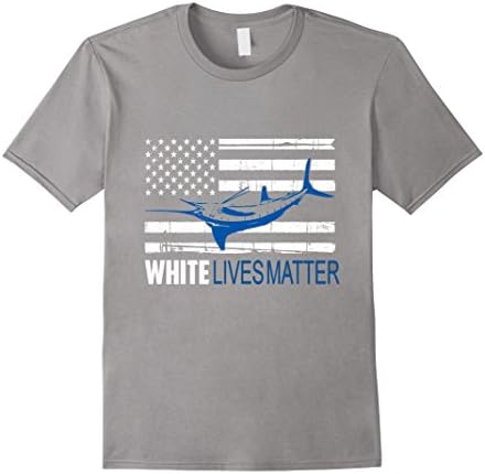 Men's WHITE MARLIN LIVES MATTER AMERICAN FLAG T-SHIRT XL Slate