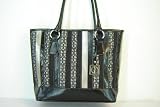Giani Bernini Patchwork Stripe Handbag/Tote ~ Black In Color
