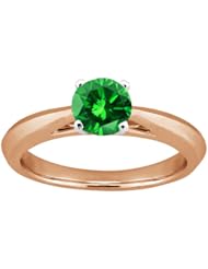 0.80 Ct Round Green SI1/SI2 Diamond 14K Rose Gold Ring